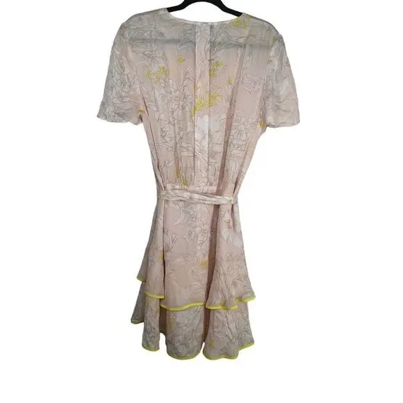 NWT Reiss Women's Floral Carlotta Tie Waist Flippy Blush Mini Dress Size 12 - Picture 5 of 12